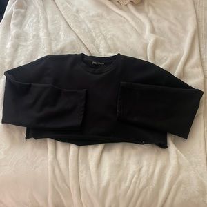 Zara cropped black crew neck